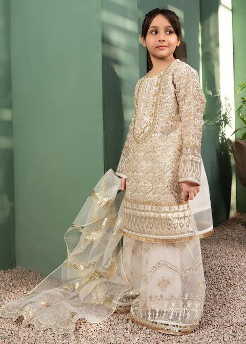 Festive Off White Gharara Dress for Girls by Mona FMGC2