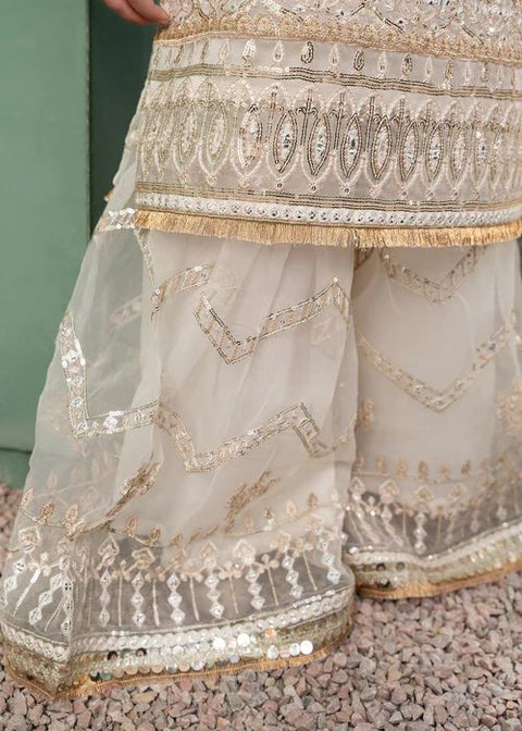 Festive Off White Gharara Dress for Girls by Mona FMGC2