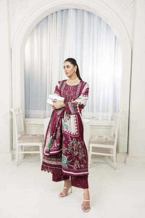 Embroidered 3pc Khaddar Winter Suit SKK1