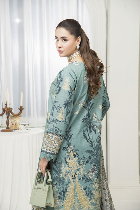 Ice Blue  Embroidered 3pc Khaddar Winter Suit SKK3