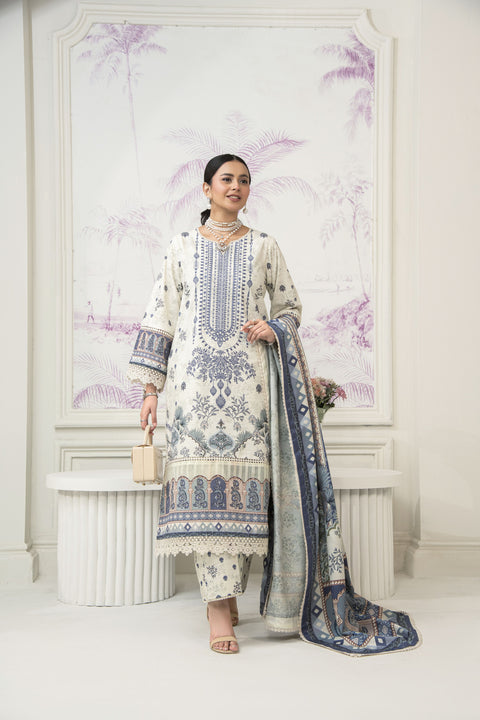 Off-White Embroidered 3pc Khaddar Winter Suit SKK4