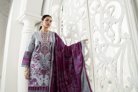 Purple Digital Printed Embroidered Khaddar Winter Suit SKK7