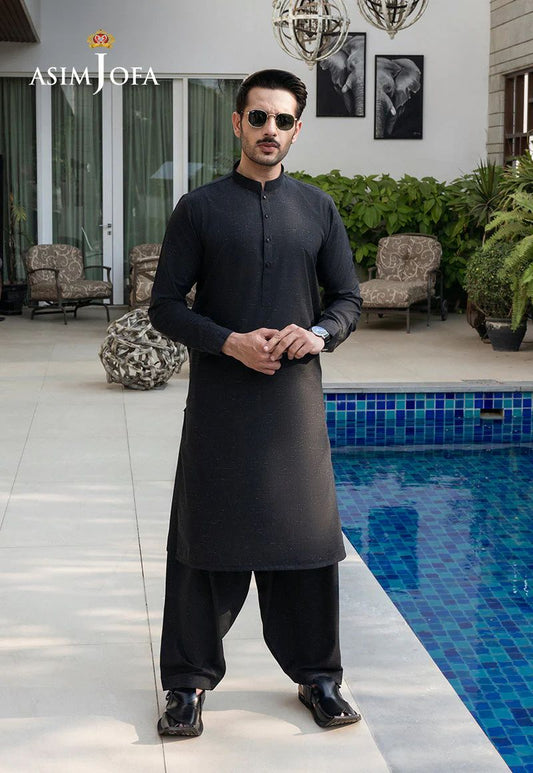 Asim Jofa Classic Slub Black Elegance – Men's Ensemble – AJMWP04