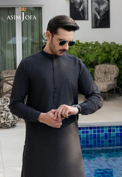 Asim Jofa Classic Slub Black Elegance – Men's Ensemble – AJMWP04