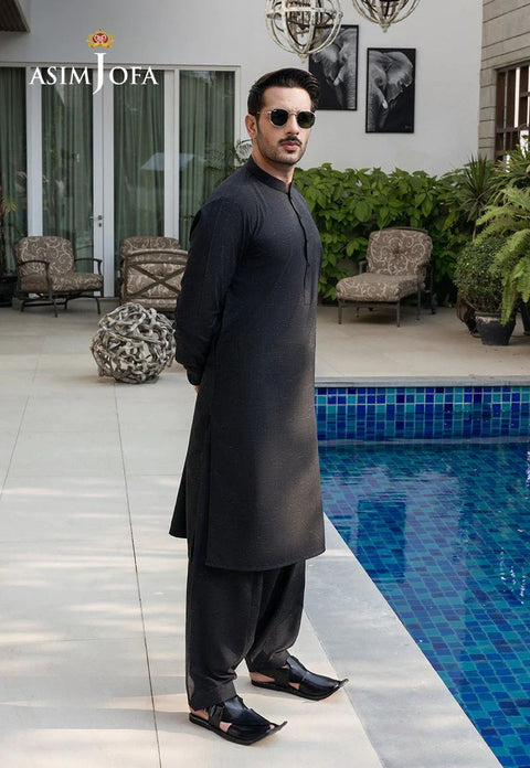 Asim Jofa Classic Slub Black Elegance – Men's Ensemble – AJMWP04