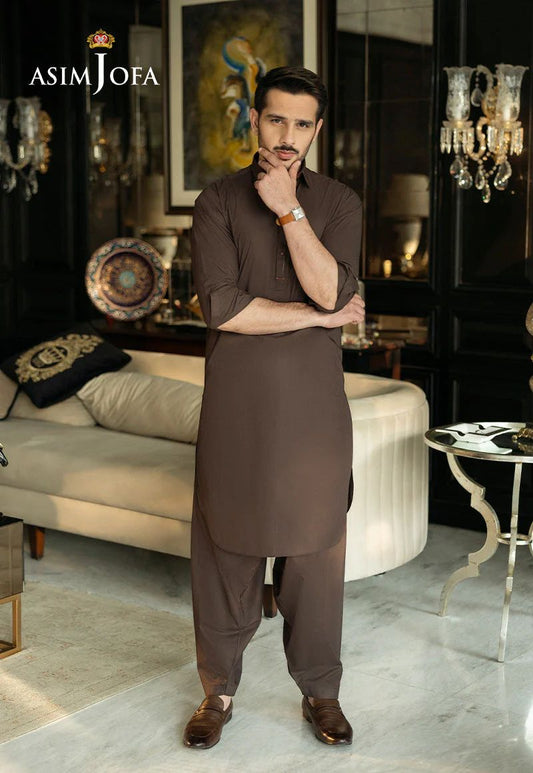 Asim Jofa Classic Brown Elegance – Men's Ensemble – AJMWP06