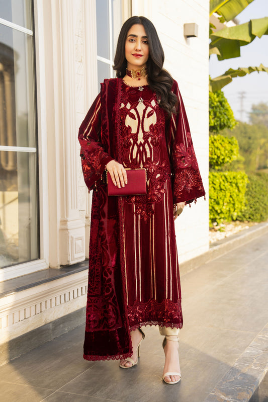 Arwah Velvet Elegance Womenswear Maroon SSA18