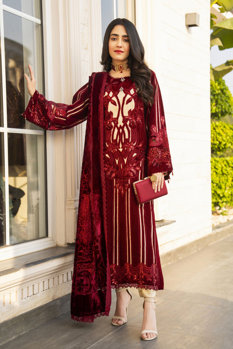 Arwah Velvet Elegance Womenswear Maroon SSA18