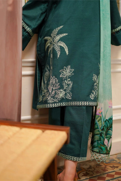 Emerald Envy 3pc Embroidered Khaddar Dress by Sahar SW24-3