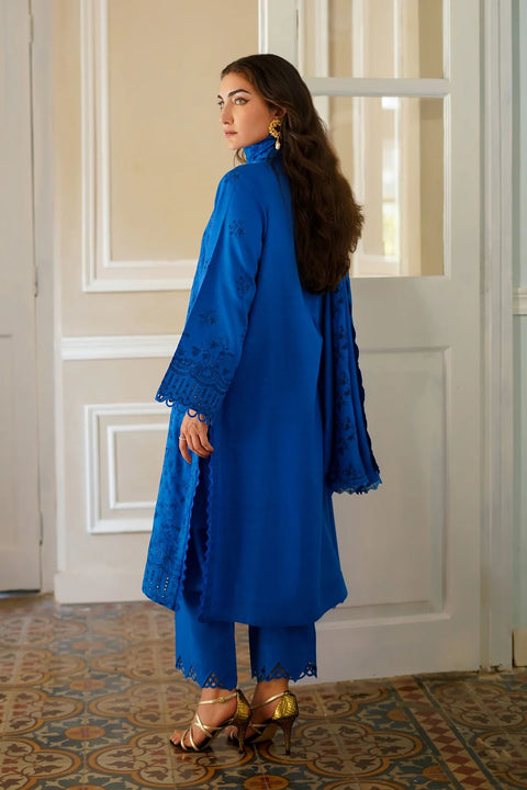 Heritage Blues 3pc Embroidered Khaddar Dress by Sahar SW24-6