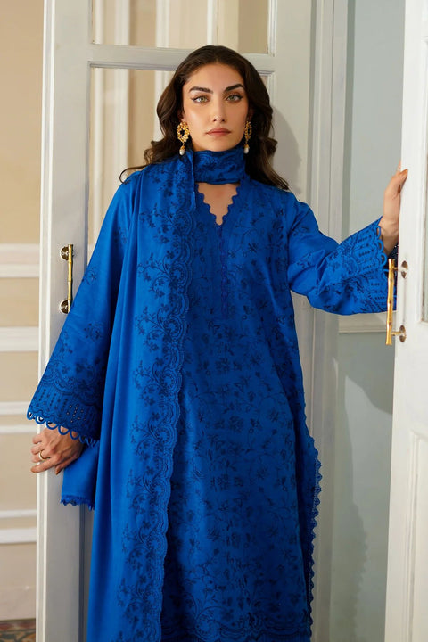 Heritage Blues 3pc Embroidered Khaddar Dress by Sahar SW24-6