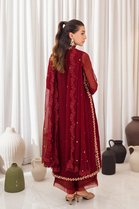 Wine Scarlet by Azure Chiffon Semi Formal AZC10