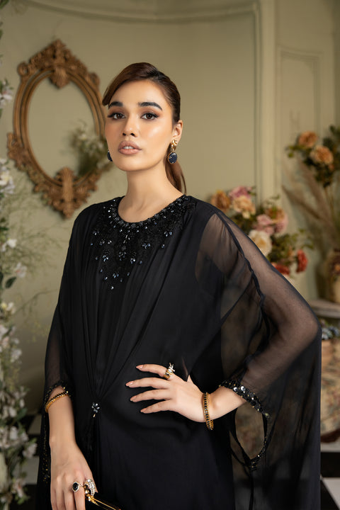 Premium Luxury Chiffon Black Kaftan by Ain 11