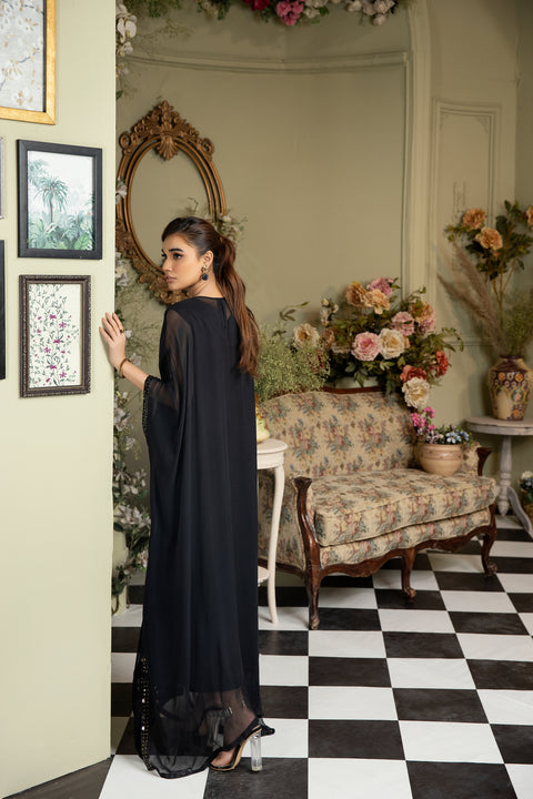 Premium Luxury Chiffon Black Kaftan by Ain 11