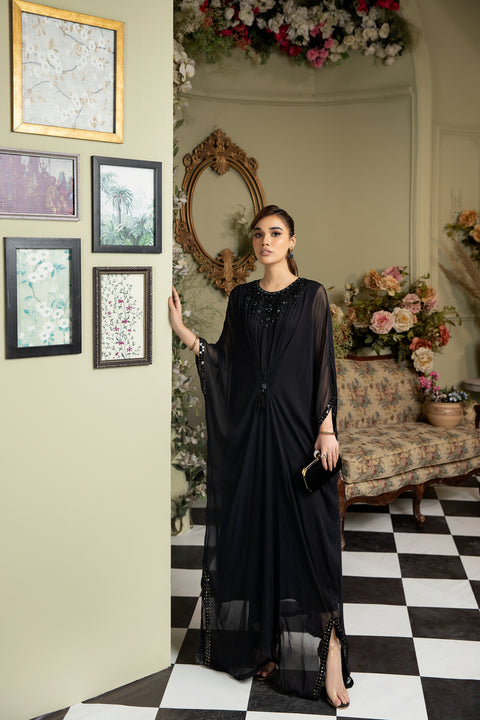 Premium Luxury Chiffon Black Kaftan by Ain 11