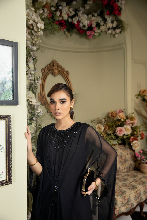 Premium Luxury Chiffon Black Kaftan by Ain 11