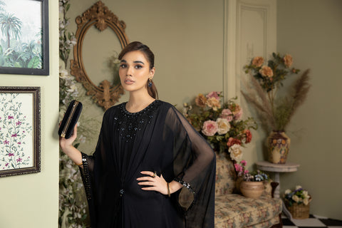 Premium Luxury Chiffon Black Kaftan by Ain 11