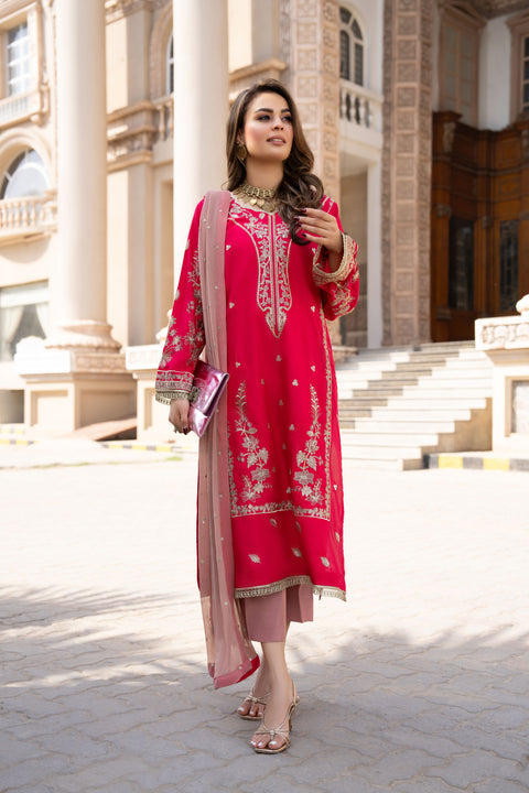 3pc Ready to Wear Raw Silk Dress by Gul Warun GRS15