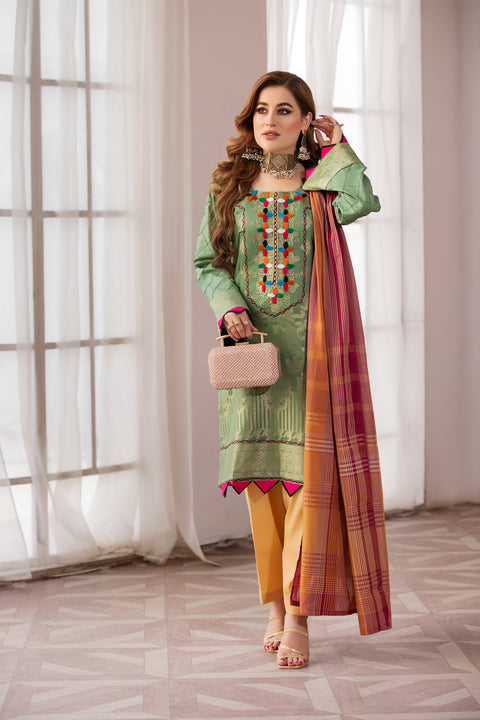 3pc Jacquard Embroidered Dress by Zimal ZM1