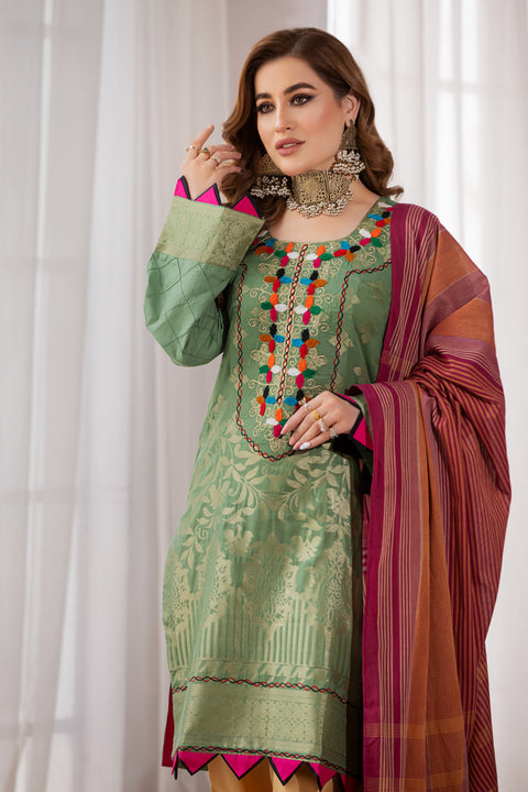 3pc Jacquard Embroidered Dress by Zimal ZM1