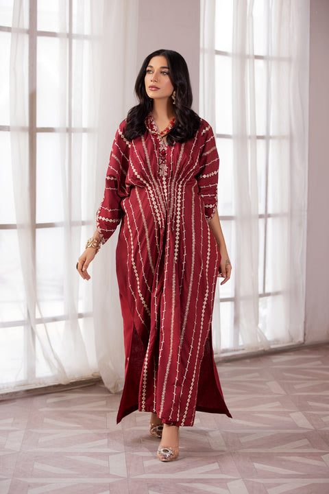 ZAIWA 1pc Embroidered Kaftan 08