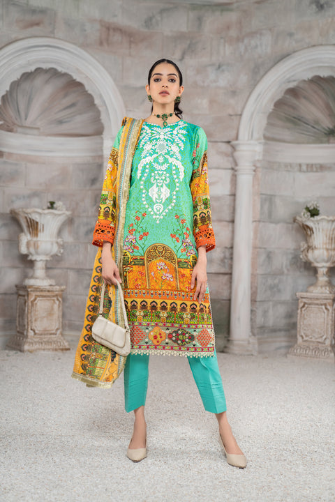 Wool Shawl with Khadar Embroidered Dress by Aabpara 01