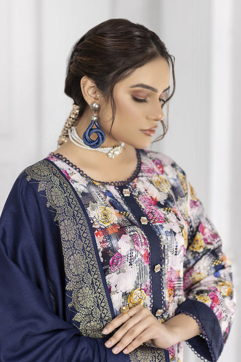 Sofia Khas Winter Linen Embroidered Shawl Dress 04