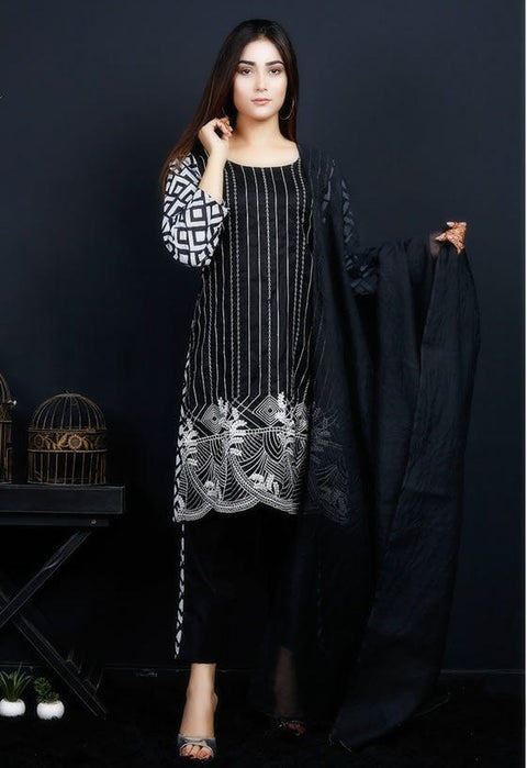 Black and White Embroidered Lawn Collection by Zaiwa 01