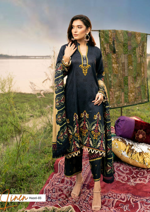 Winter Ready to Wear Digital Linen Dress by Noorma Kaamal 03