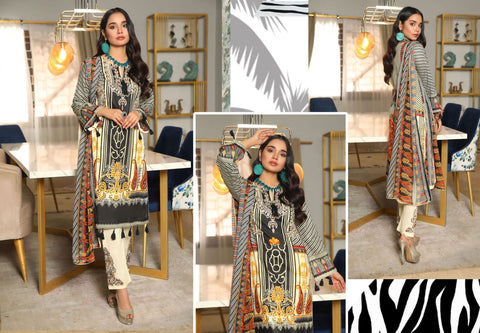 Embroidered Lawn Collection with Chiffon dopatta by Simrans 09