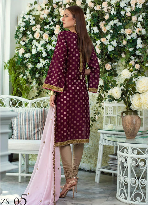 Jaipur Jacquard Embroidered Dress 05 by ZS Textiles