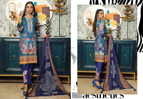 Embroidered Lawn Collection with Chiffon dopatta by Simrans 02