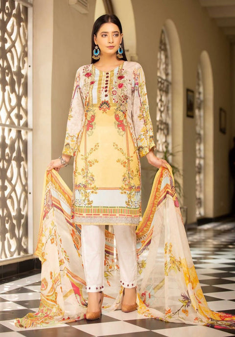 Ready to Wear 3 Pcs Embroidered Lawn Collection 07