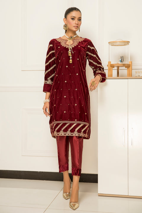 Velvet Embroidered Ready to Wear 2 Pcs Dress by Aabpara 08