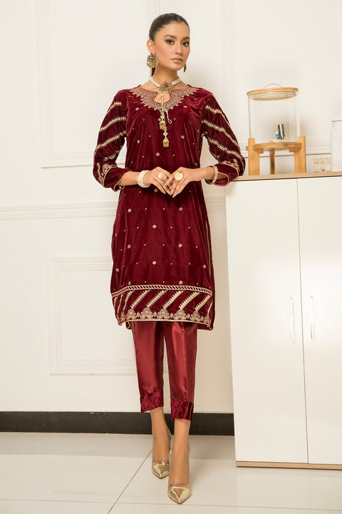 Velvet Embroidered Ready to Wear 2 Pcs Dress by Aabpara 08