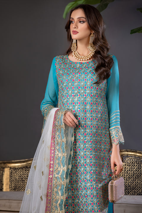 Aleezay Chiffon Formal Embroidered Dress 01