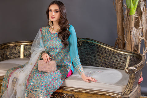 Aleezay Chiffon Formal Embroidered Dress 01