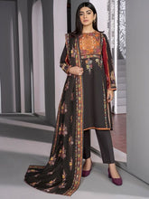 3pc Khaddar Winter Dress U2076-Charcoal-Grey