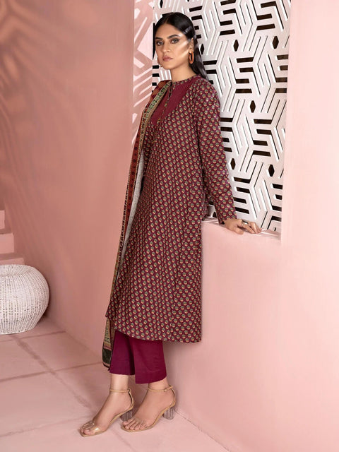 3pc LimeLight Khaddar Dress U2107-Plum