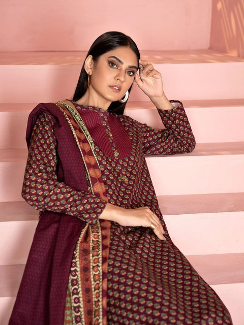 3pc LimeLight Khaddar Dress U2107-Plum