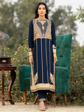 2pc Khaddar Winter Dress U2496-Navy Blue