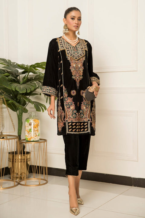 Velvet Embroidered Ready to Wear 2 Pcs Dress by Aabpara 01