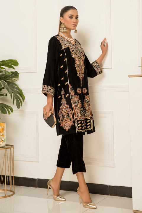 Velvet Embroidered Ready to Wear 2 Pcs Dress by Aabpara 01