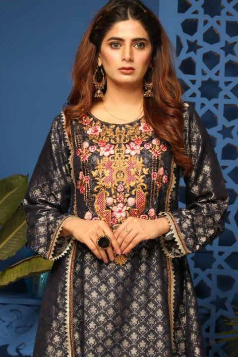 Jacquard Embroidered Kurta by Simrans