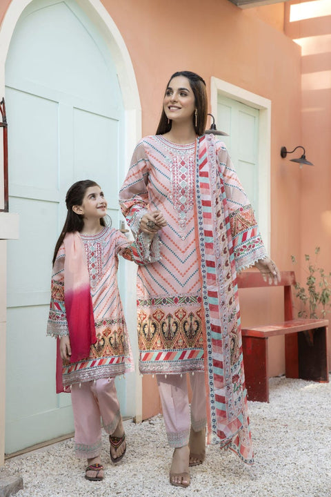 Kids Mona Ready to Wear 3 Pcs Embroidered Lawn Collection 07