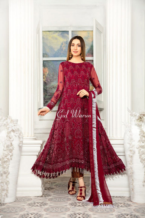 Gulwarun Formal Ready to Wear Chiffon Embroidered Dress 04