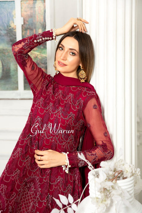 Gulwarun Formal Ready to Wear Chiffon Embroidered Dress 04