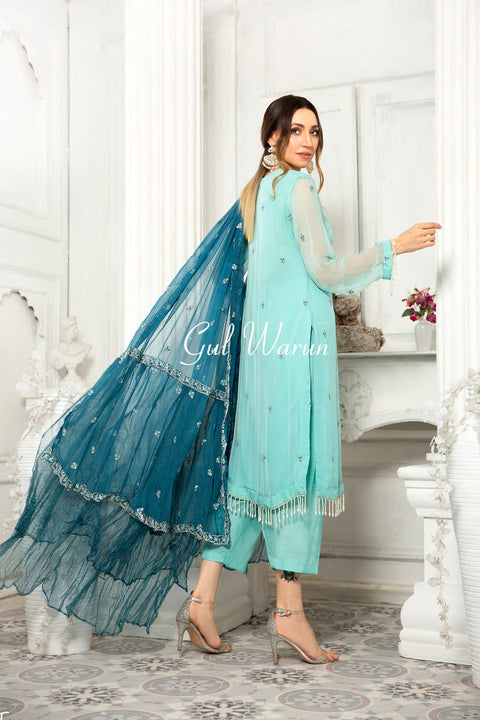 Gulwarun Formal Ready to Wear Chiffon Embroidered Dress 05