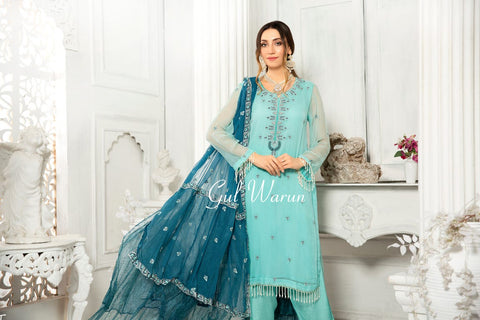 Gulwarun Formal Ready to Wear Chiffon Embroidered Dress 05