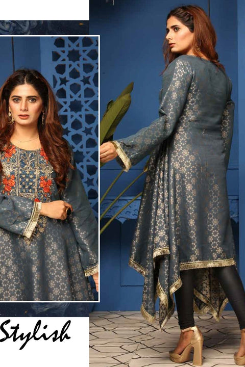 Jacquard Embroidered Kurta by Simrans